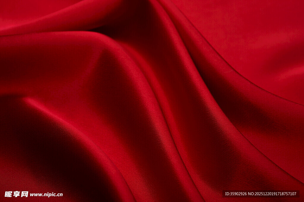 红色绸缎纹理特写