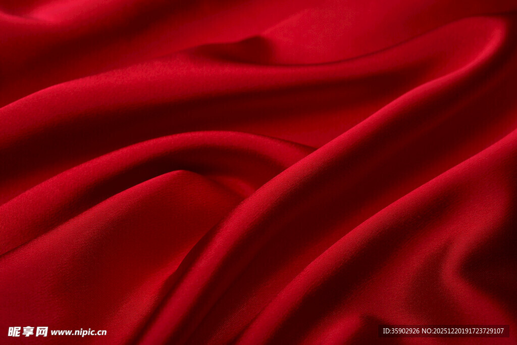 红色绸缎纹理特写