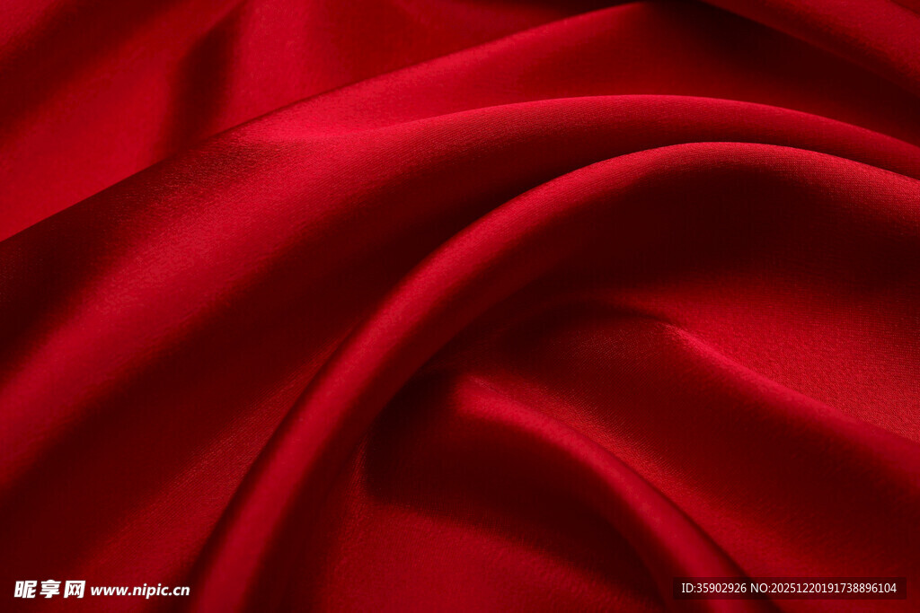 红色绸缎纹理特写