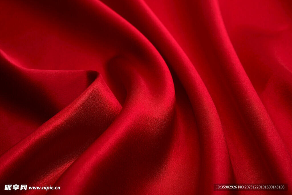 红色绸缎纹理特写