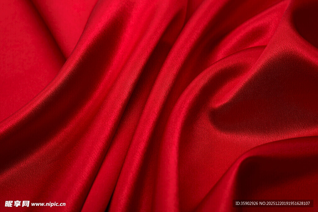红色绸缎纹理特写