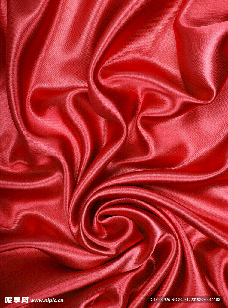 红色绸缎纹理特写