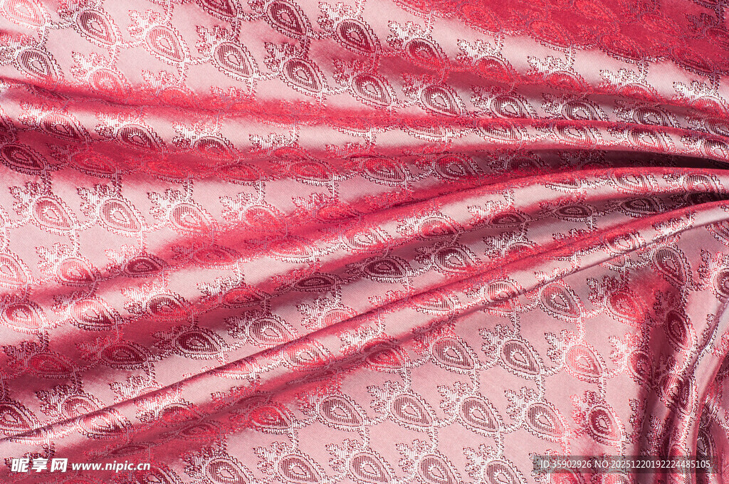 粉色花纹丝绸面料