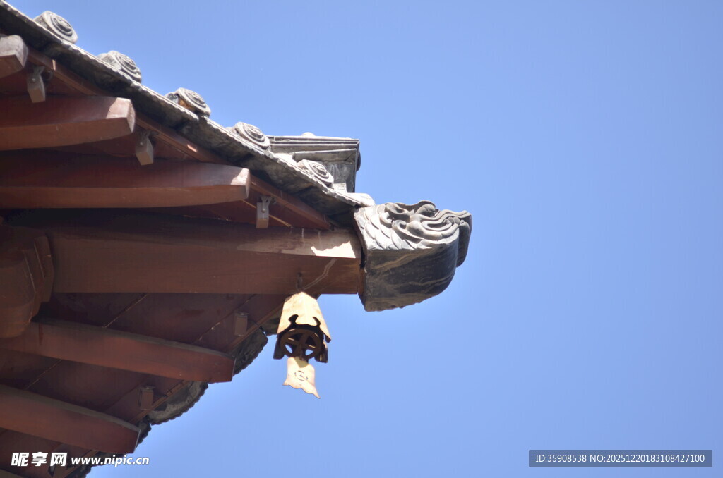 中式屋檐上的飞鸟