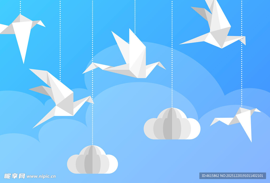 纸鹤蓝天背景