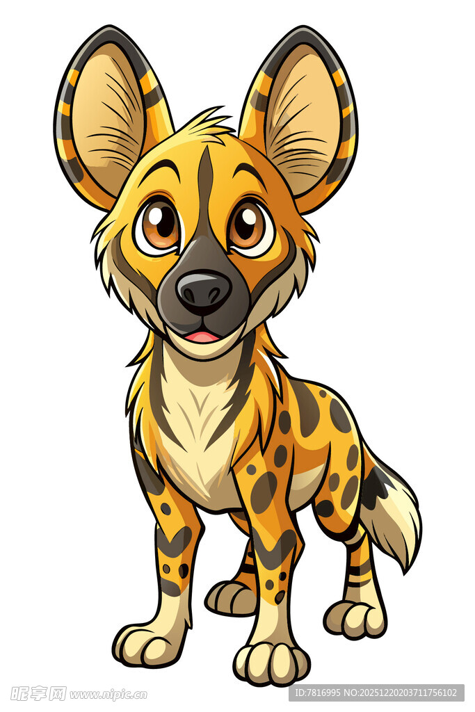 可爱豹纹小鬣狗插画