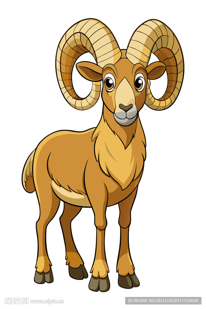 卡通形象的大角山羊