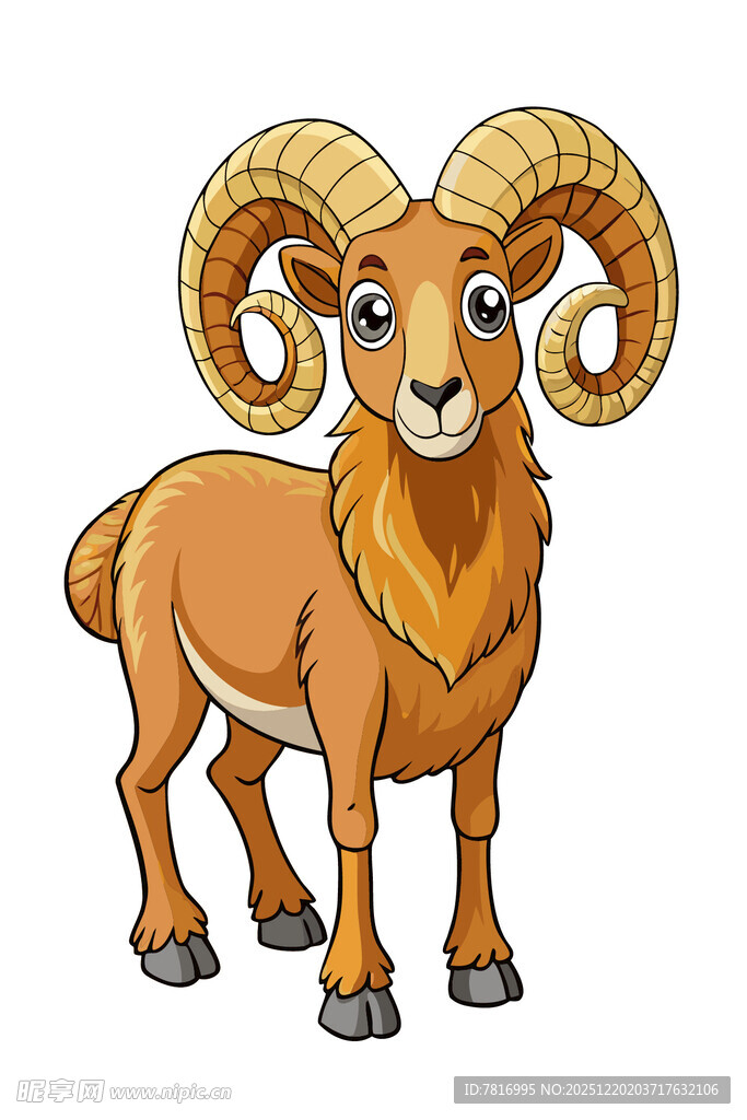 可爱大角羊卡通形象