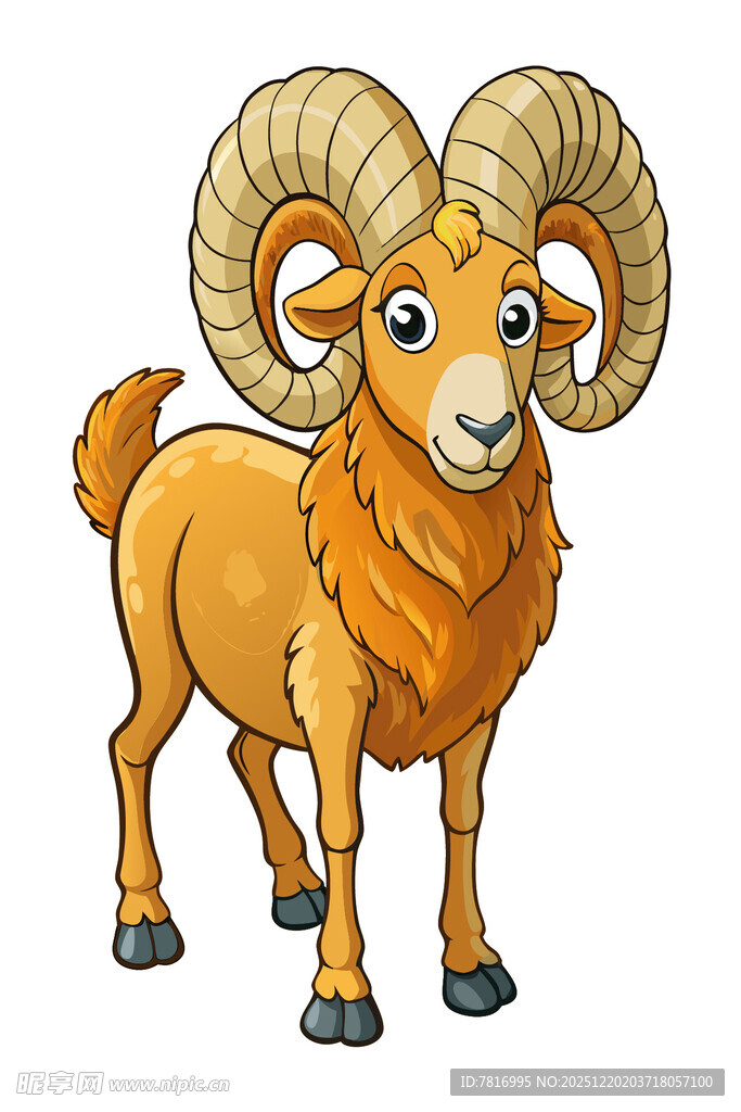 可爱卡通大角羊