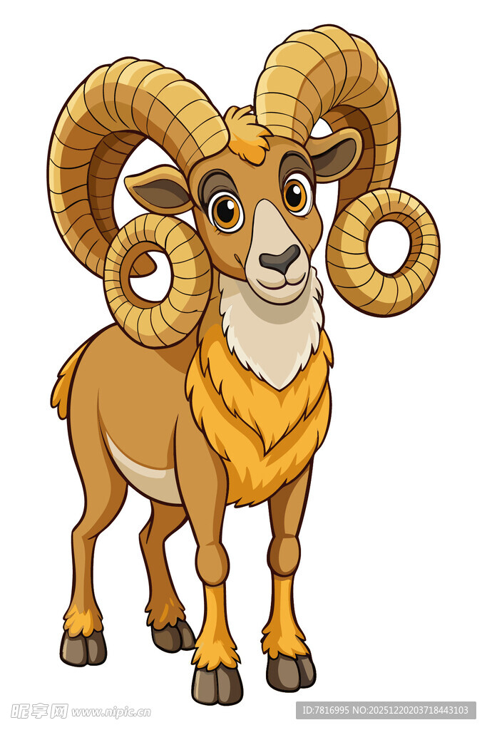 可爱大角羊卡通形象