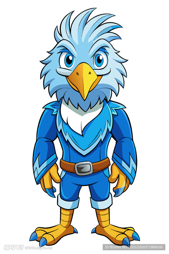 蓝色拟人化小鸟角色形象