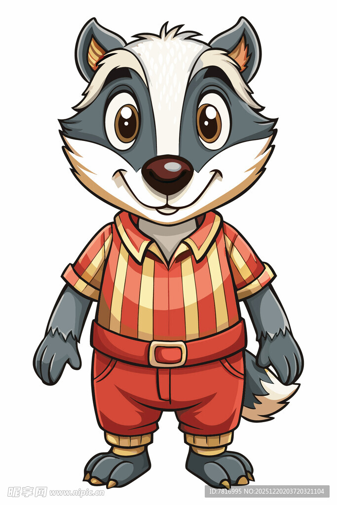 穿着条纹衣的卡通獾
