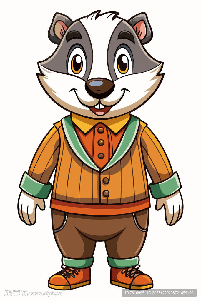 穿着时尚的卡通浣熊