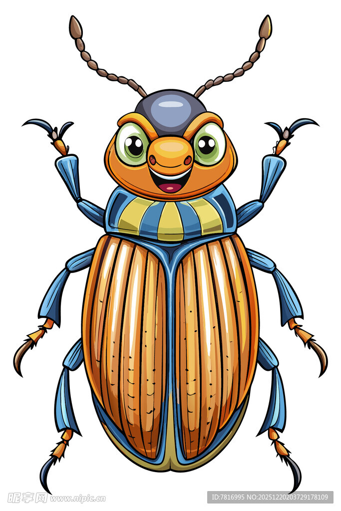 可爱条纹甲虫卡通形象