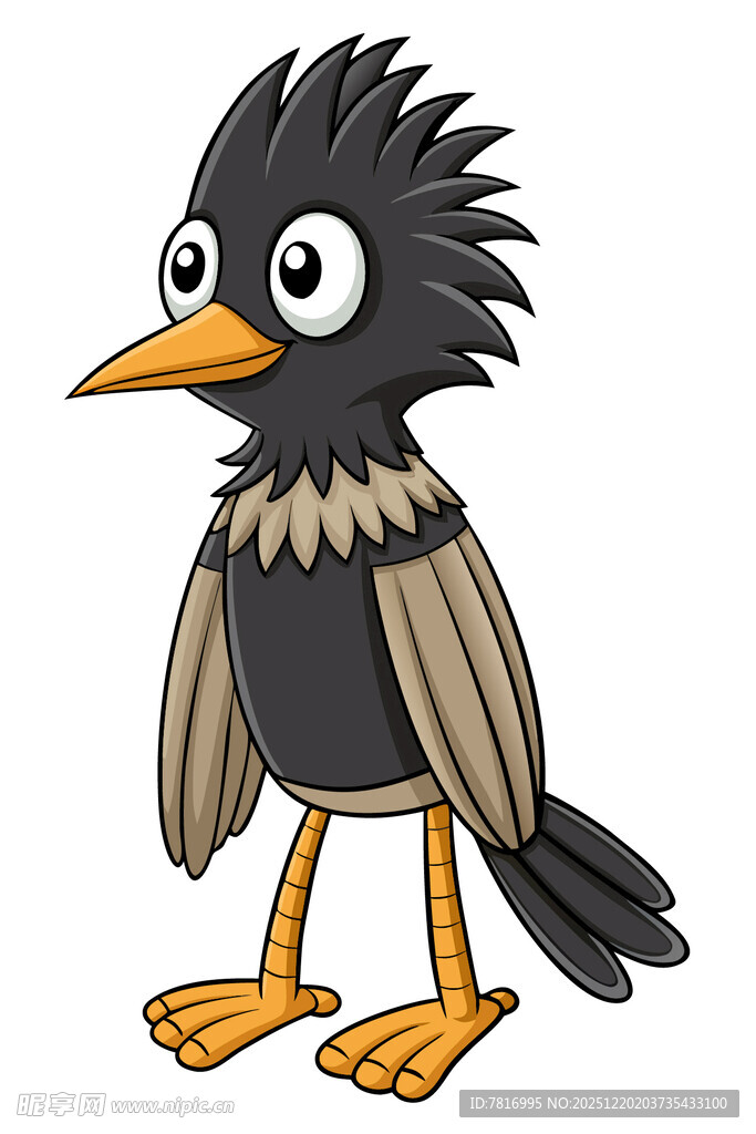 卡通形象的黑鸟