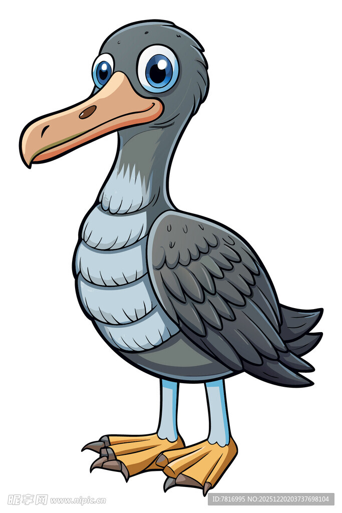 卡通形象的灰鹱鸟