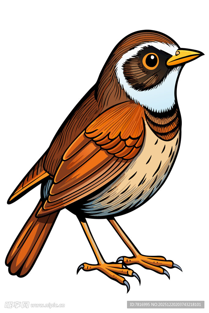 手绘棕色小鸟插画