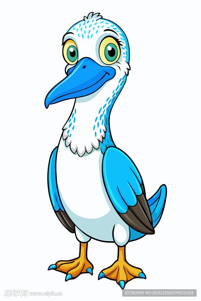 可爱蓝白海鸟卡通形象