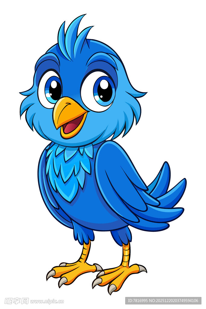 可爱蓝色小鸟卡通形象