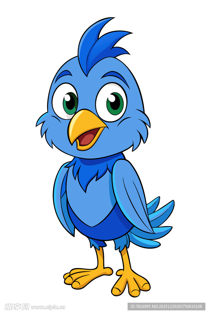 蓝色卡通小鸟形象