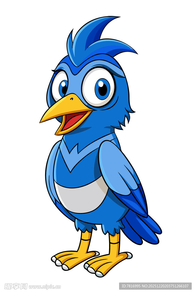 蓝色卡通小鸟形象