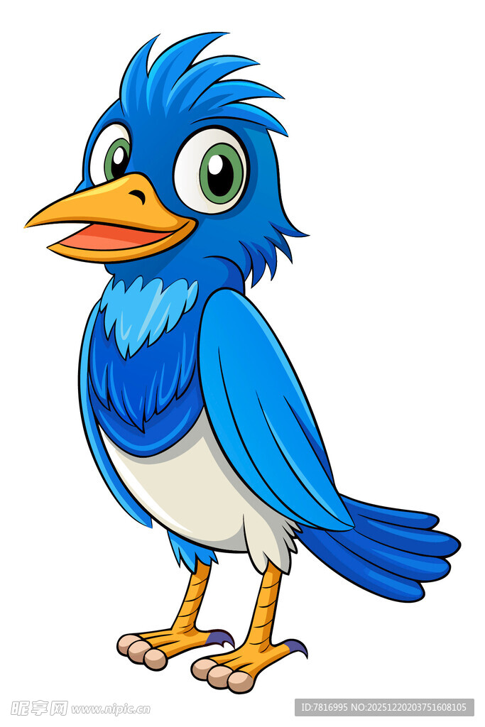 蓝色卡通小鸟形象