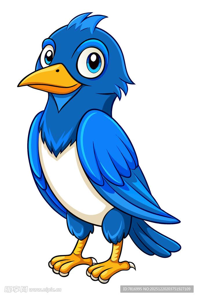 蓝色卡通小鸟形象
