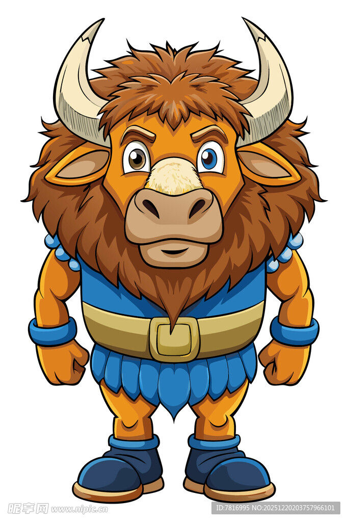 卡通野牛勇士形象