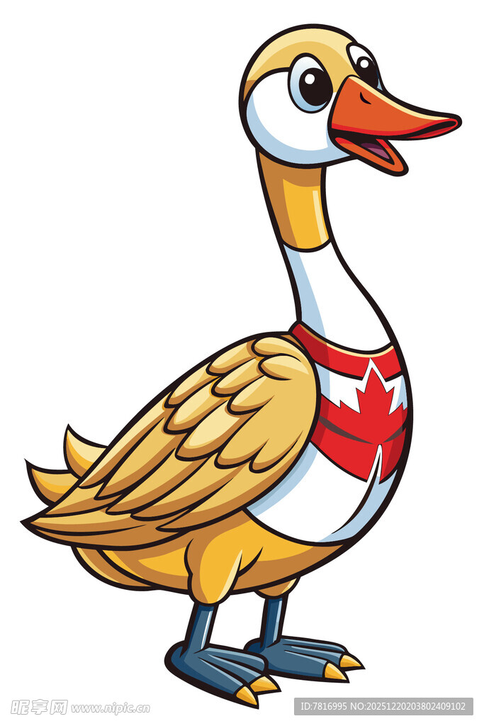 穿救生衣的卡通鸭子