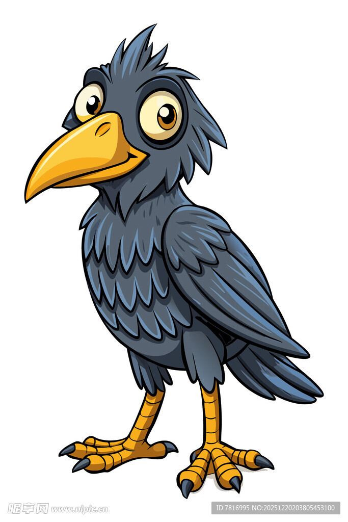 卡通形象的黑色大喙乌鸦