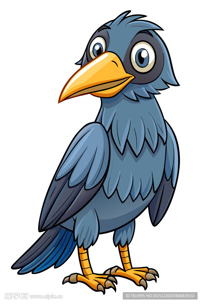 蓝色卡通乌鸦形象