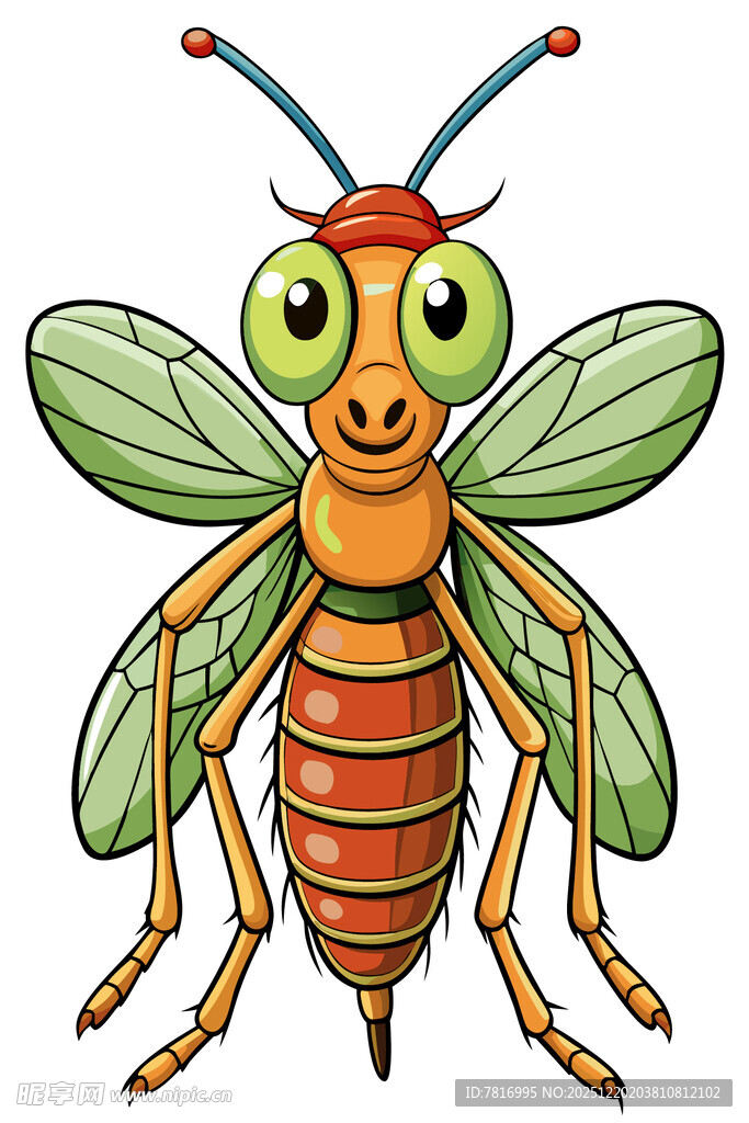 可爱卡通形象的彩色昆虫