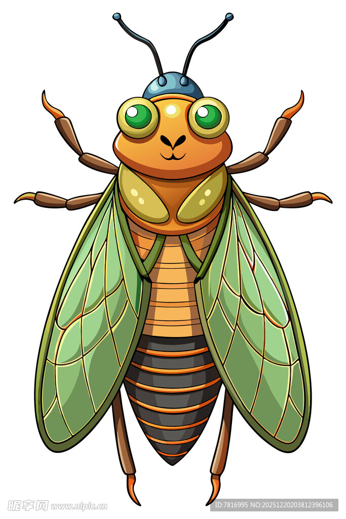 卡通形象的多彩昆虫