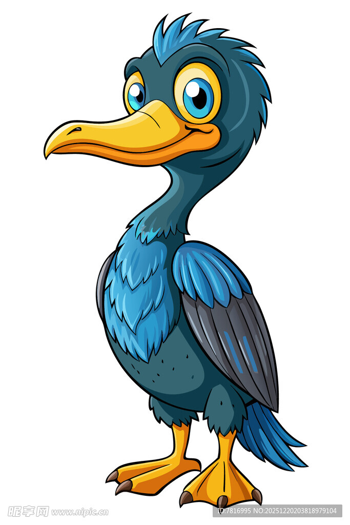 可爱蓝色卡通鸟