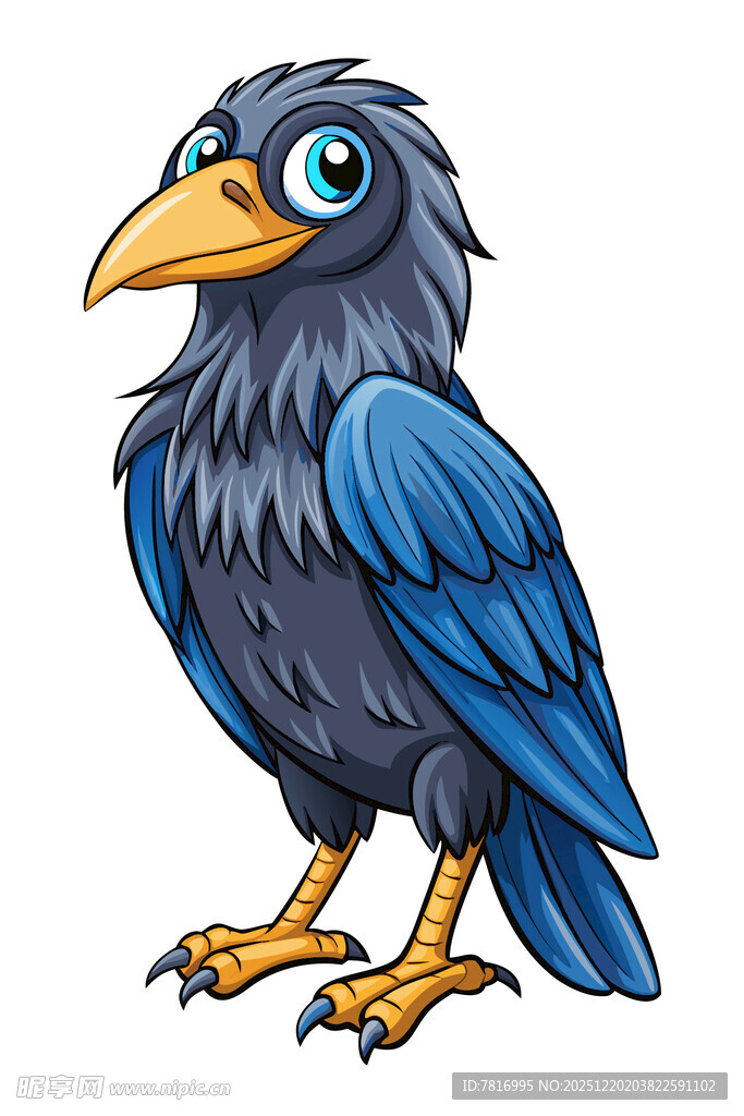 卡通蓝乌鸦形象