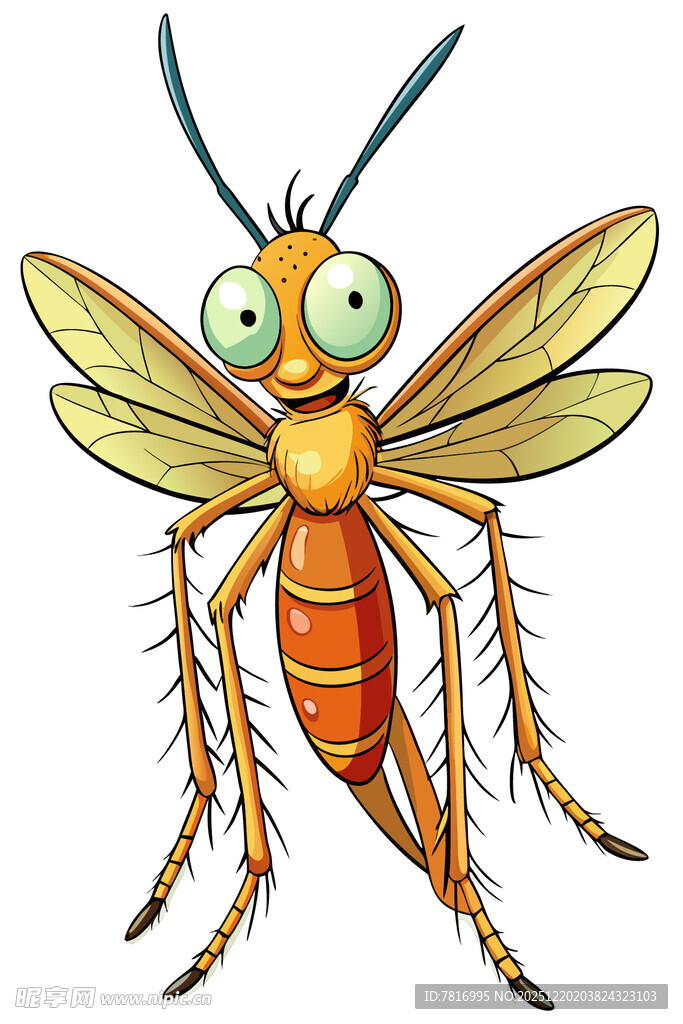 可爱卡通形象的长脚昆虫