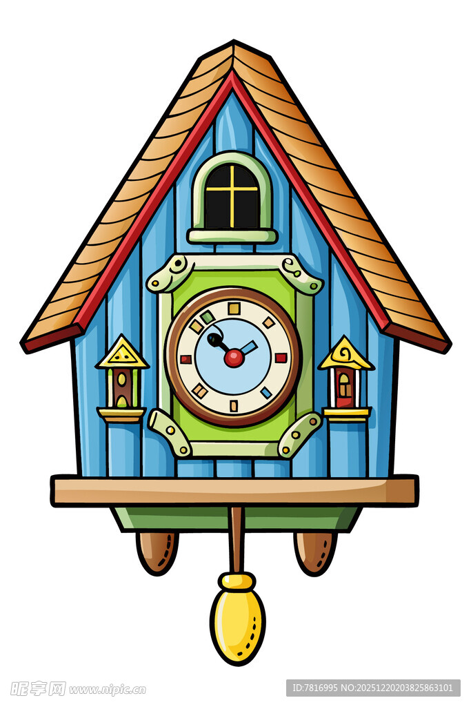 彩色卡通风格布谷鸟挂钟