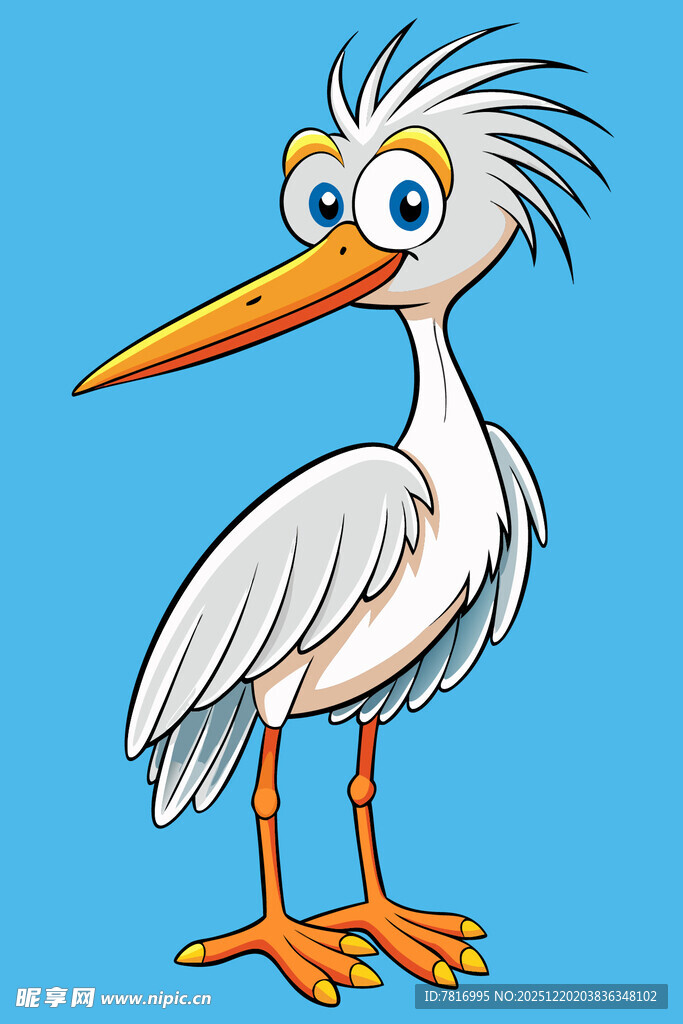 卡通白鹳插画