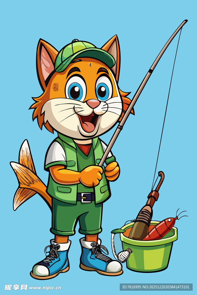 猫咪快乐钓鱼瞬间