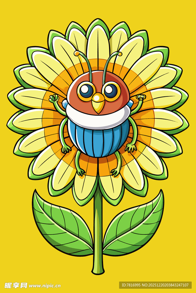 笑脸向日葵与小昆虫