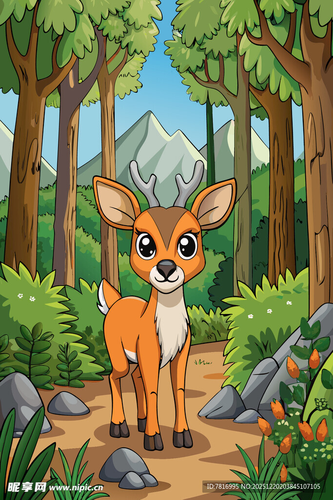 森林中的可爱小鹿