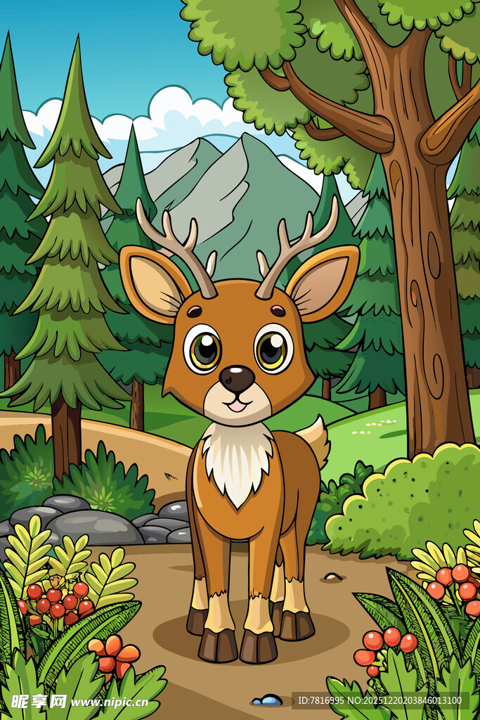 森林中的可爱小鹿