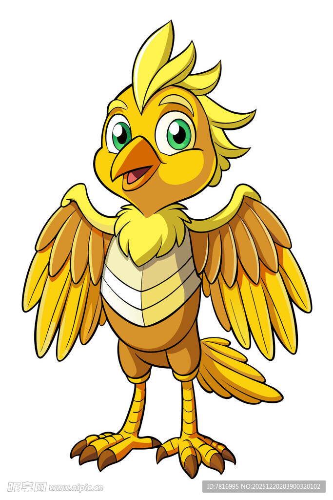 可爱卡通小鸟张开翅膀