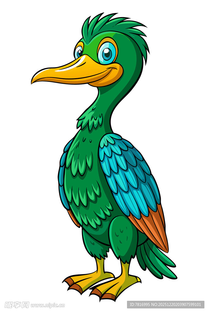 可爱绿羽鸟卡通形象
