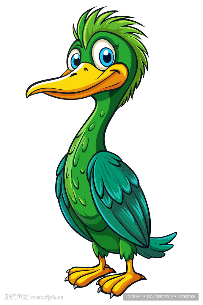 可爱绿羽卡通鸟