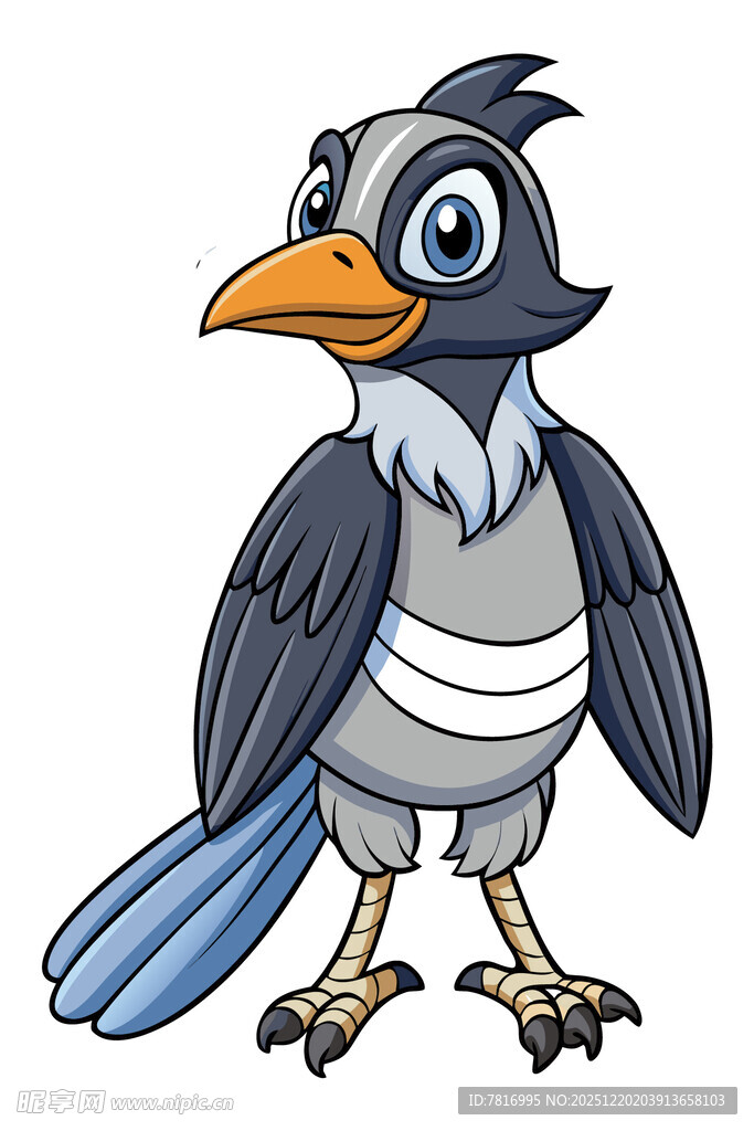 卡通灰蓝相间独特小鸟