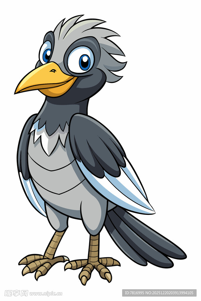 可爱卡通灰鸟形象展示