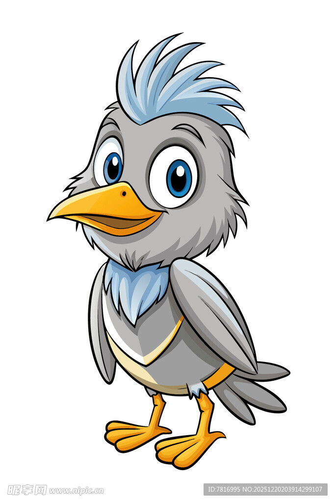 可爱蓝羽小鸟卡通形象