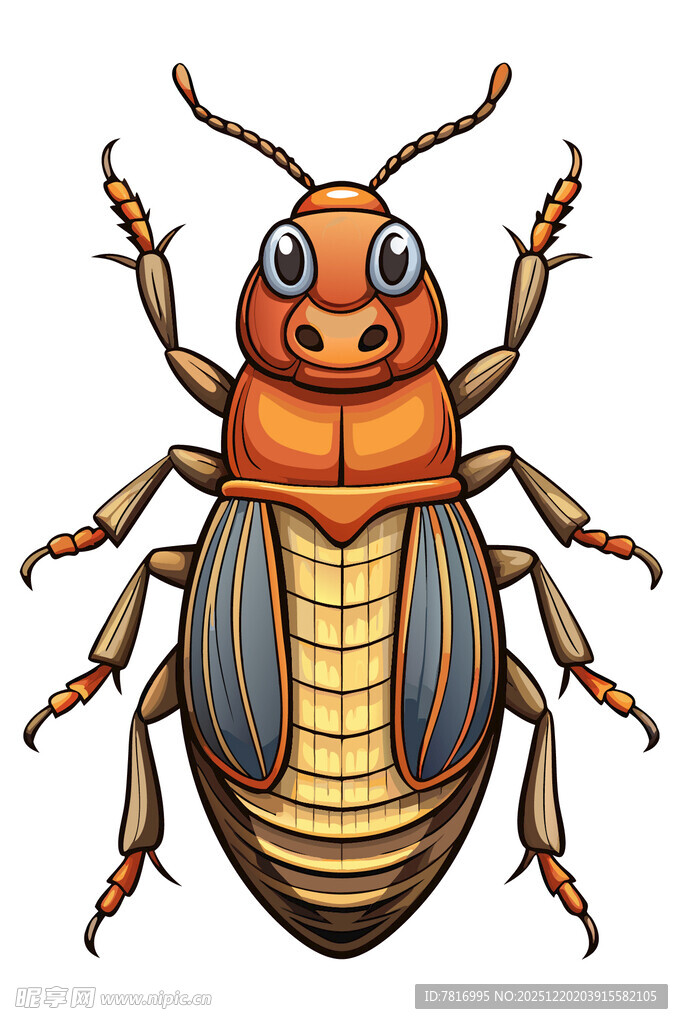 可爱卡通甲虫插画