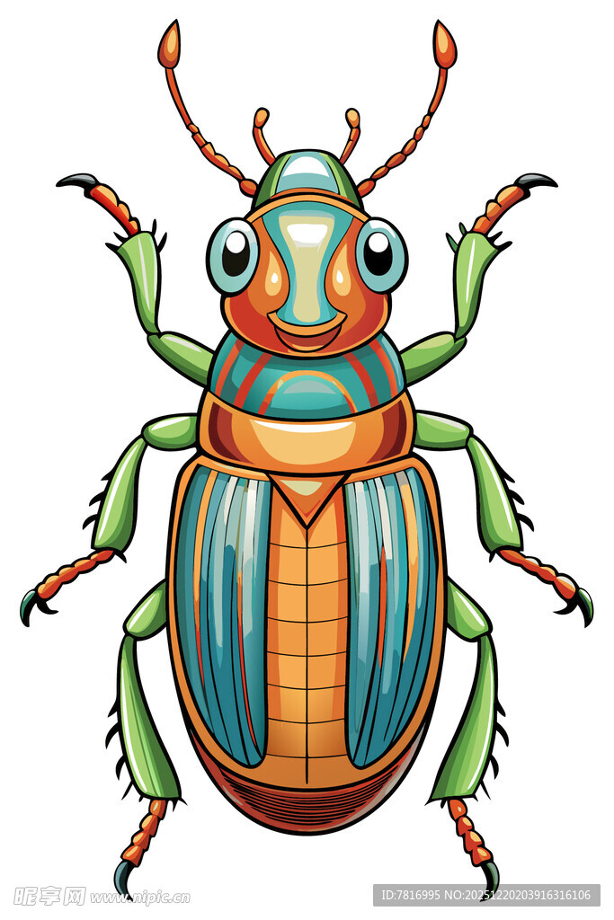 彩色甲虫插画